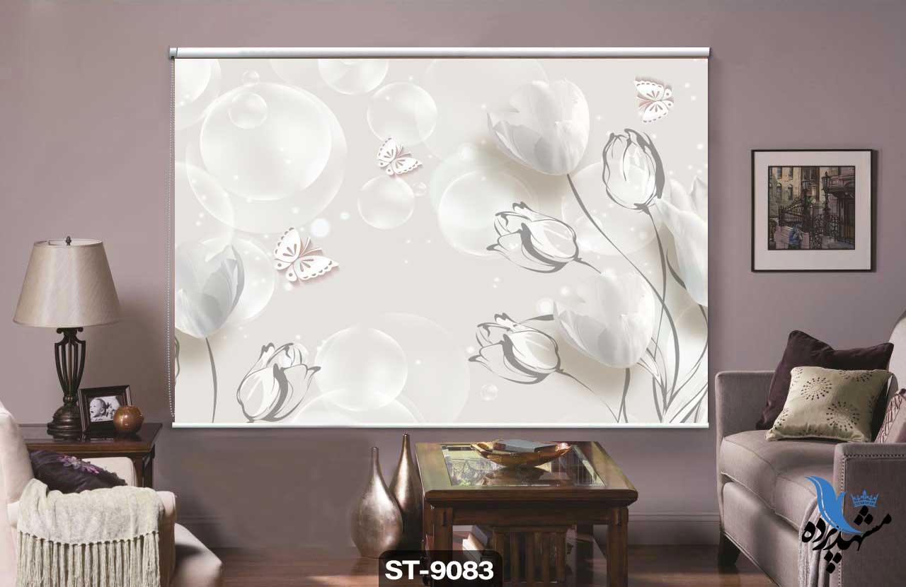 پرده شیدرول تصویری طرح سه بعدی گل شقایق کد ST9083