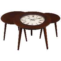 ست ميز ساعت چوبی سه تکه لوتوس کد محصول: TC-744-LORENZO-BR& GRAY&WALNUT&CR