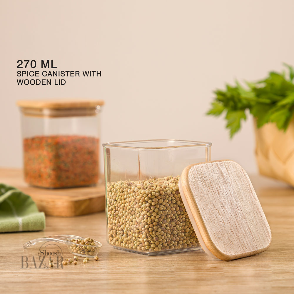 جای ادویه سارینا چهارگوش درب چوبی کوچک لیمون کد 2199