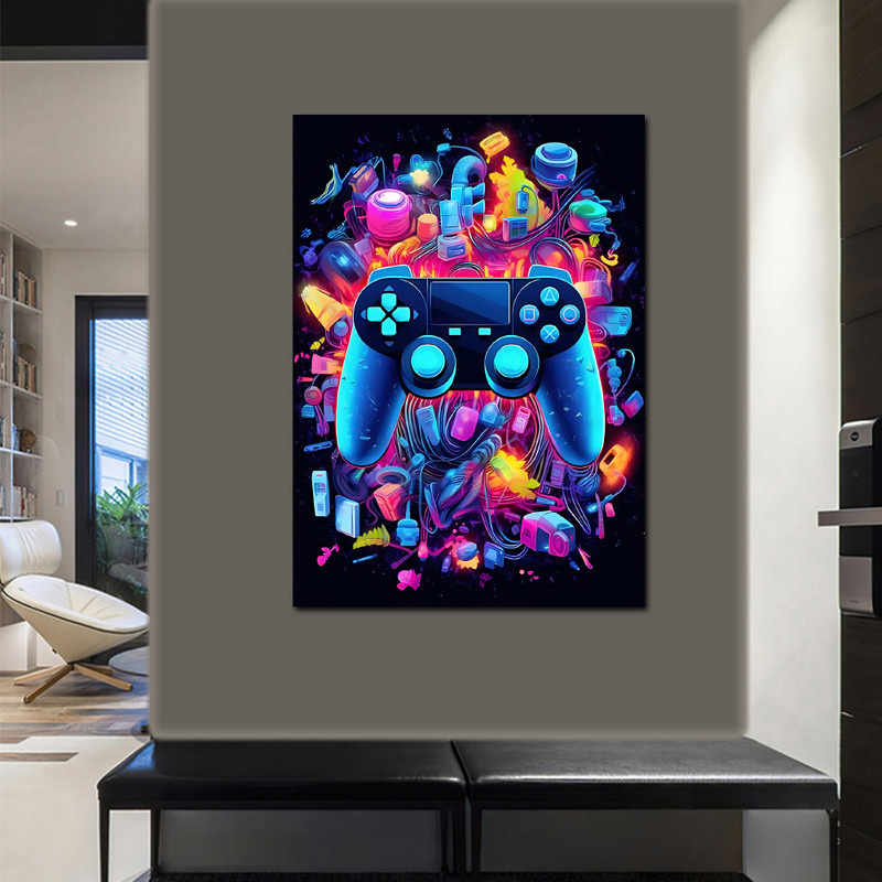 تابلو شاسی مدل گیمینگ طرح نئون PS کد 69 | دنیای قاب