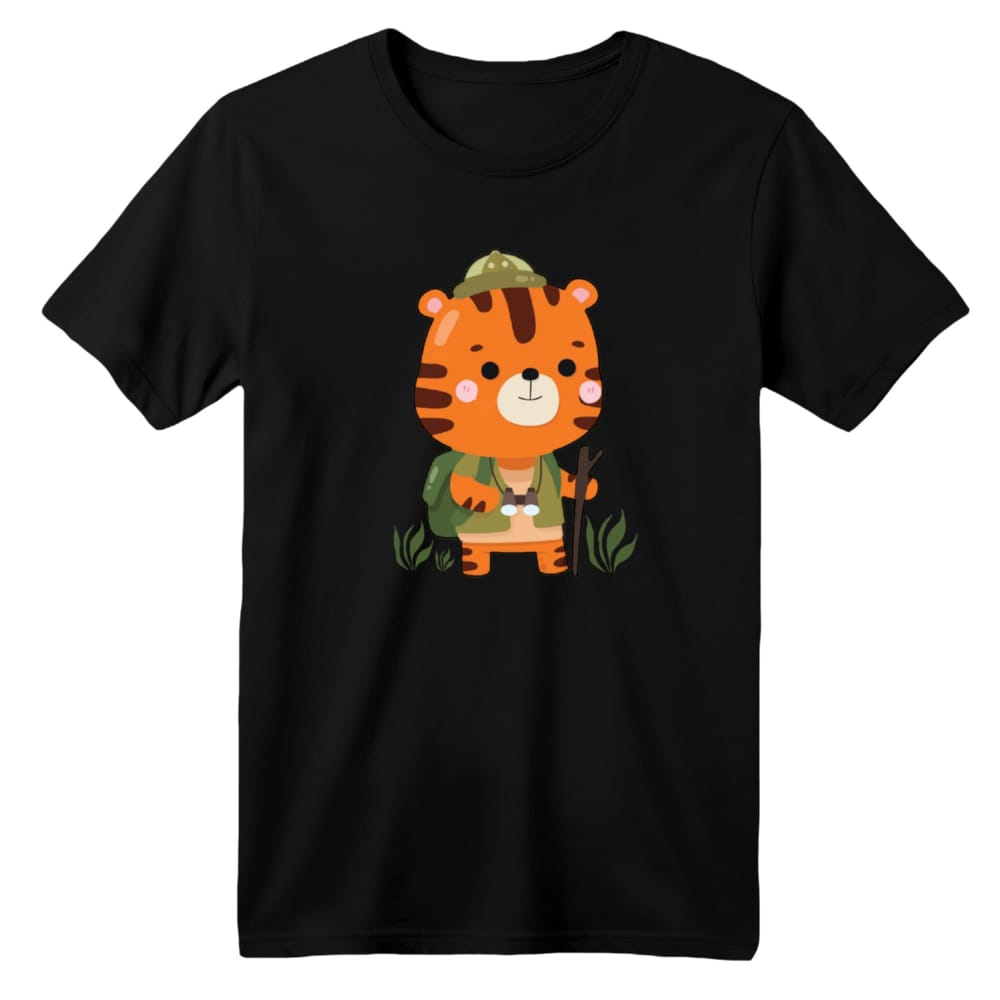 تی شرت آستین کوتاه بچگانه مدل ببر کد 15 رنگ مشکی