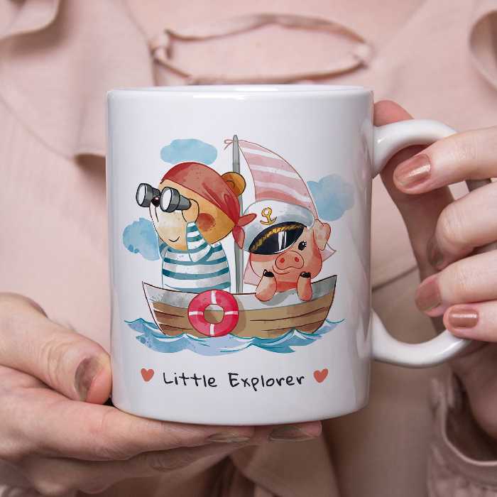 ماگ طرح خرس دریانورد و کاپیتان خوکی مدل Little Explorer