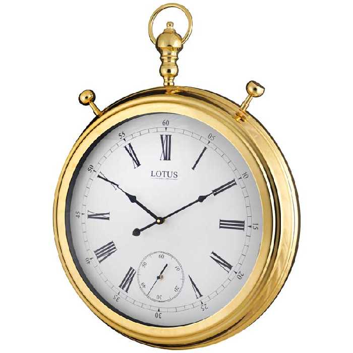 ساعت دیواری فلزی برناردینو طلایی لوتوس کد M-16038 رنگ BERNARDINO GOLD/WH