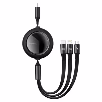 کابل تبدیل USB-C به USB-C/microUSB/لایتنینگ باسئوس مدل CAMLC-AMJ طول 1.2 متر