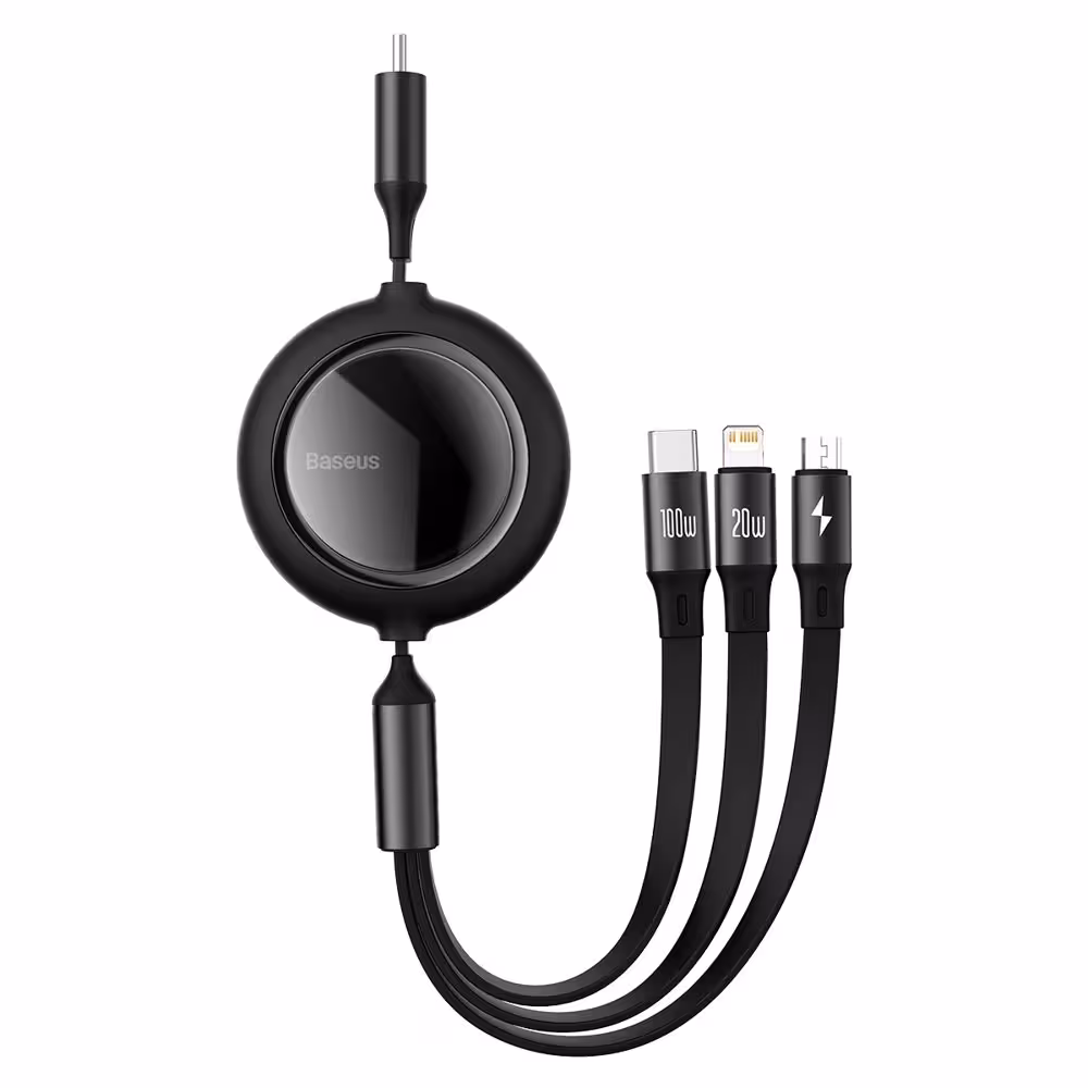 کابل تبدیل USB-C به USB-C/microUSB/لایتنینگ باسئوس مدل CAMLC-AMJ طول 1.2 متر