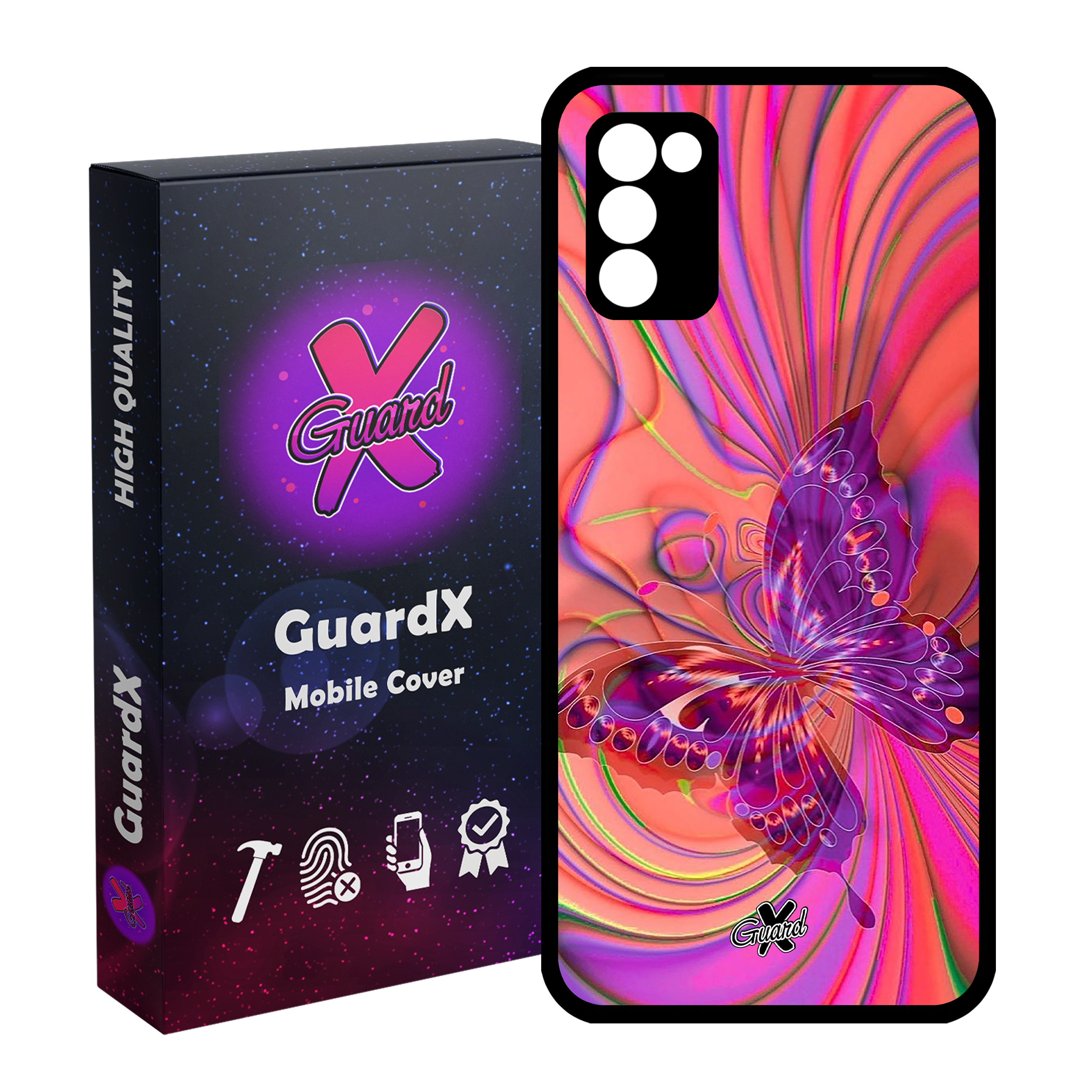 کاور گارد ایکس طرح پروانه مدل Glass10280 مناسب برای گوشی موبایل سامسونگ Galaxy A03s