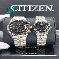 خرید ست ساعت زنانه و مردانه سیتیزن سه موتور فعال فلزی کیفیت بینظیر موتور ژاپن FS جنس استیل رنگ ثابت کد 2115487 - ردگل