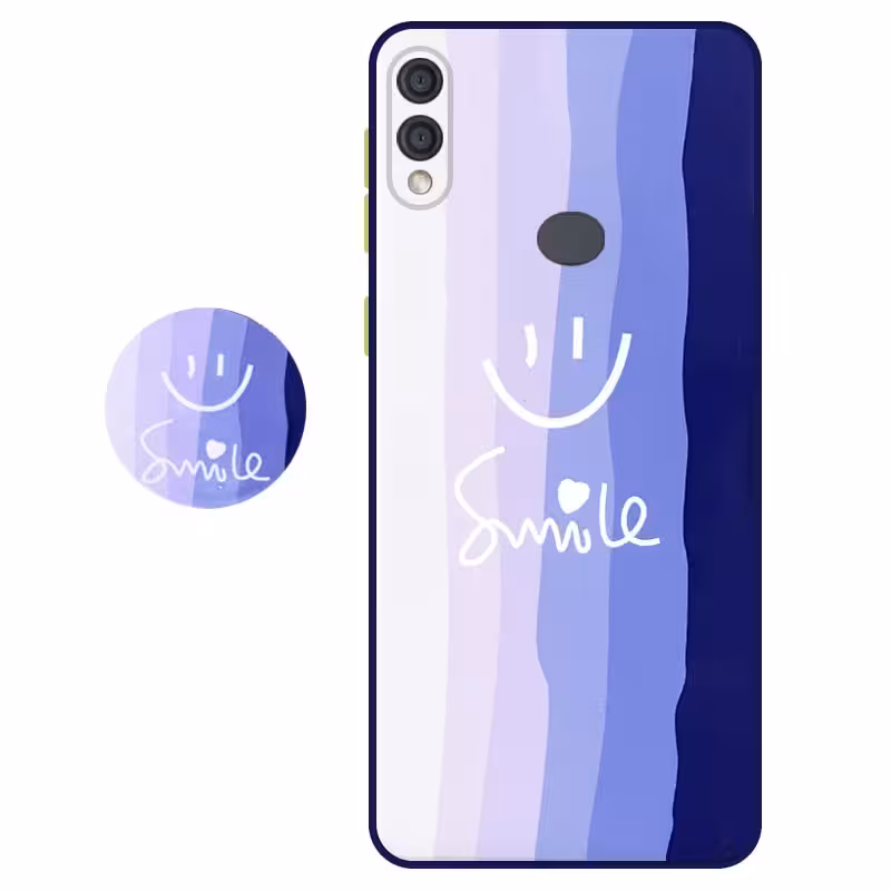 کاور سه بعدی رینبو تم آبی Rainbow Blue Theme مناسب برای گوشی Samsung Galaxy A10S مدل دکمه رنگی محافظ لنزدار به همراه پاپ سوکت طرح رنگین کمانی زنانه و مردانه