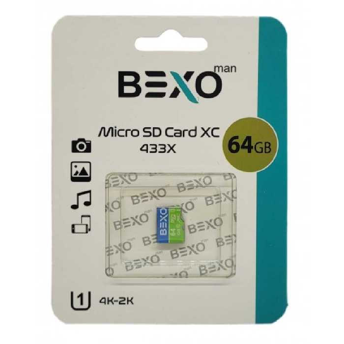کارت حافظه Micro SD XC بکسو مدل 433X کلاس 10 استانداردUHS-IU1 سرعت 65mb ظرفیت 64 گیگابایت
