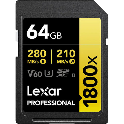 کارت حافظه لکسار Lexar Professional 1800x v60 SDXC UHS-II Card Gold Series 64GB