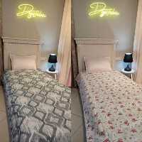 لحاف یک نفره طرح پترن گل و طوسی