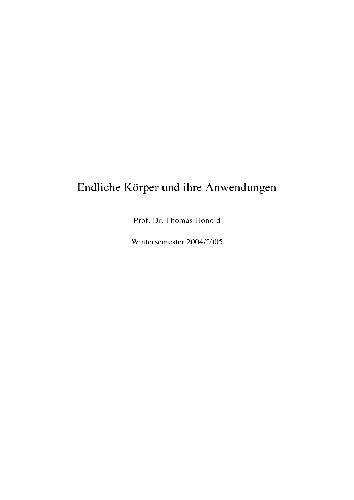 خرید و دانلود نسخه کامل کتاب Endliche Koerper und Anwendungen 001