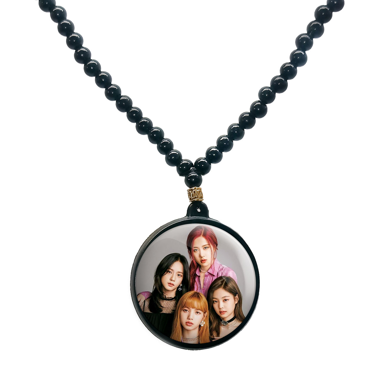 گردنبند پرمانه طرح بلک پینک کد pmd.17944 مدل دو طرفه