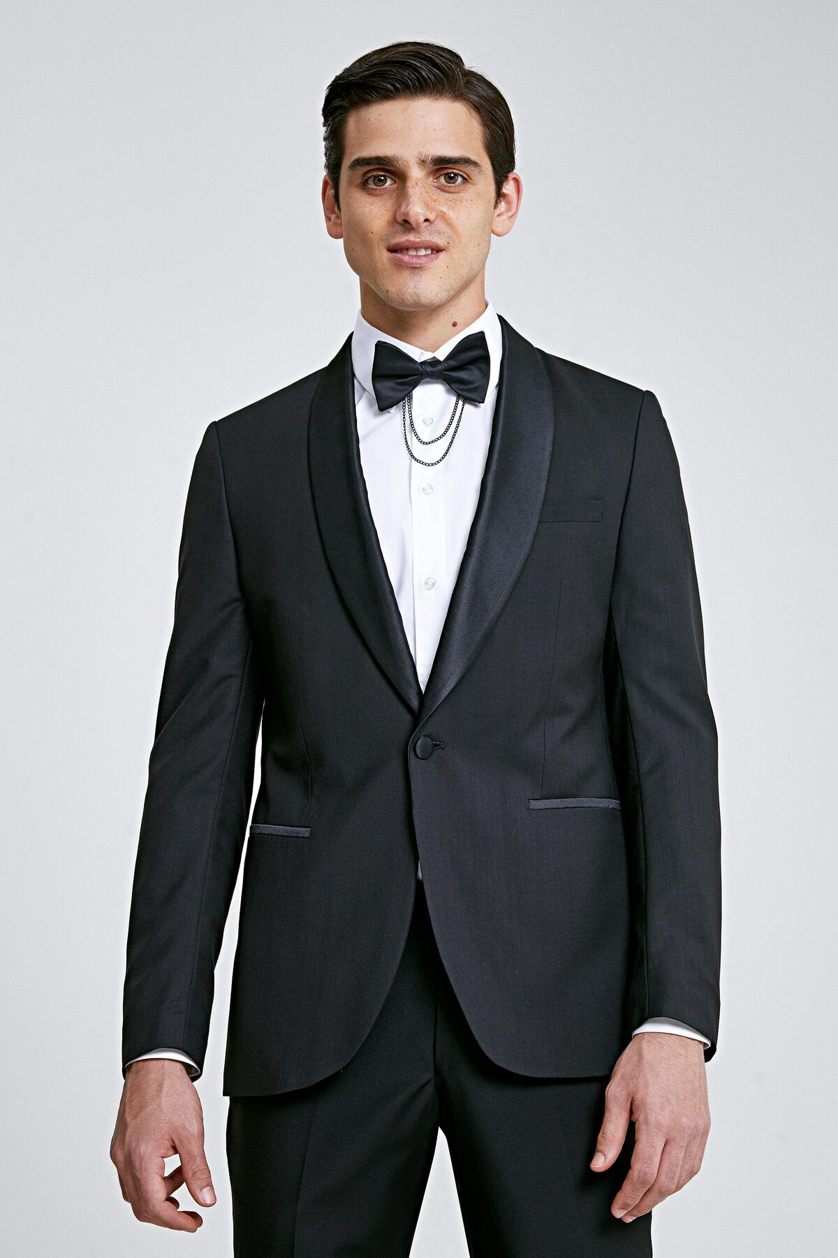 اسموکینگ مشکی مردانه داماد صاف و لباس تیمی توکسدو SLIM FIT TWN