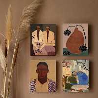 تابلو شاسی گلاک طرح نقاشی مینیمال کد FART20 بسته چهار عددی