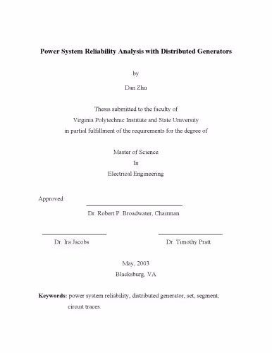 خرید و دانلود نسخه کامل کتاب Power System Reliability. Power System Reliability Analysis with Distributed Generators