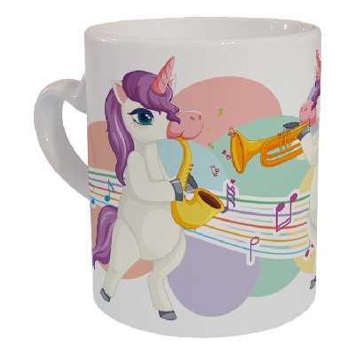 ماگ مدل دسته قلبی طرح یونیکورن کد 89