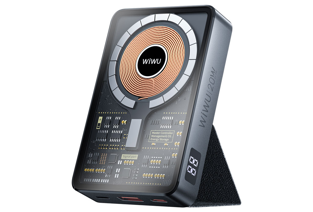 پاوربانک بی سیم شارژ سریع تایپ سی و یو اس بی 22.5 وات 10000 ویوو WiWU JC-21 Magnetic Transparent 10000mAh 22.5w Power Bank