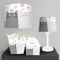 لوستر و سطل زباله اتاق کودک طرح بچه گربه با زمینه خال خالی ساده BA-9401