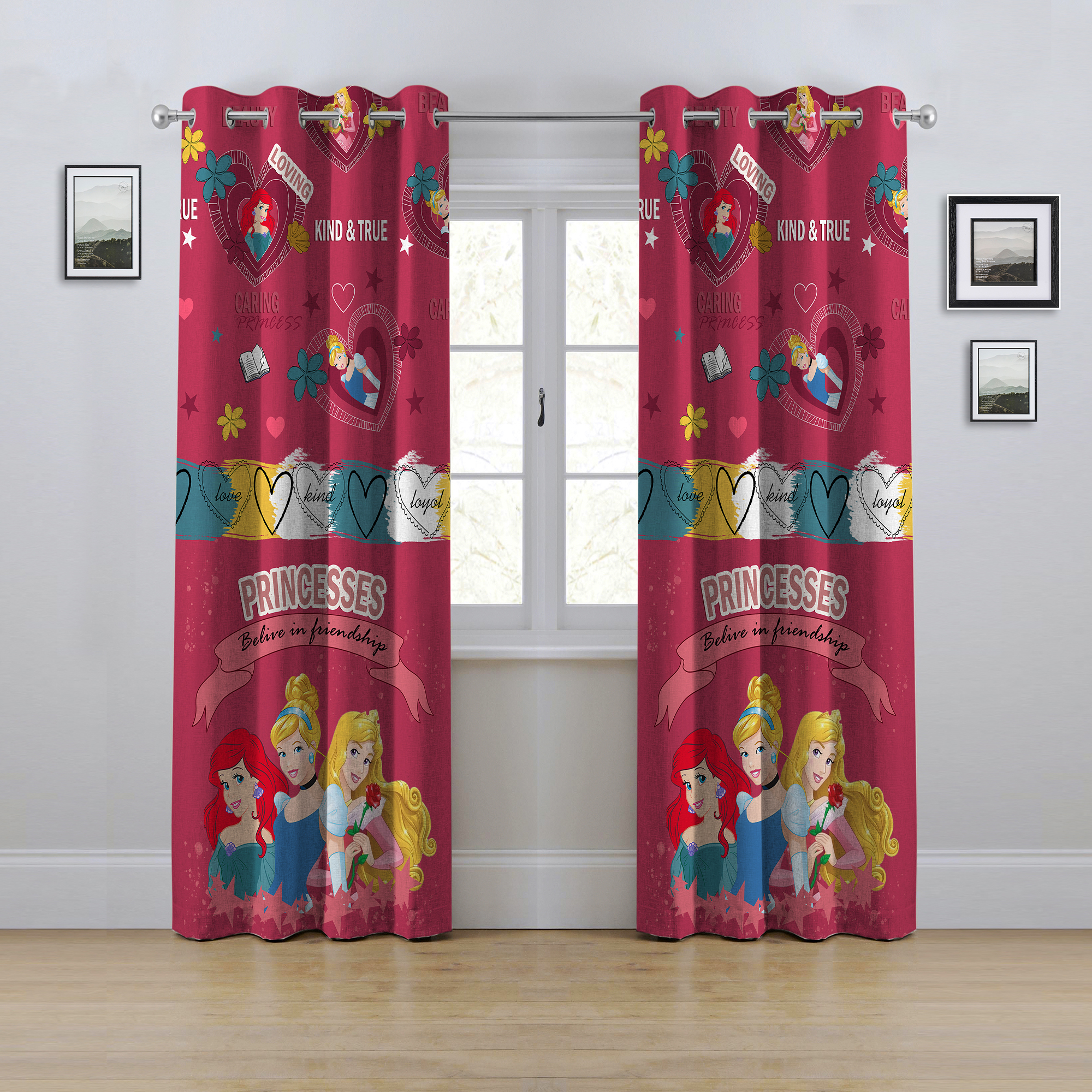 پرده مدل پانچی طرح پرنسس سایز 280x145 سانتی متر