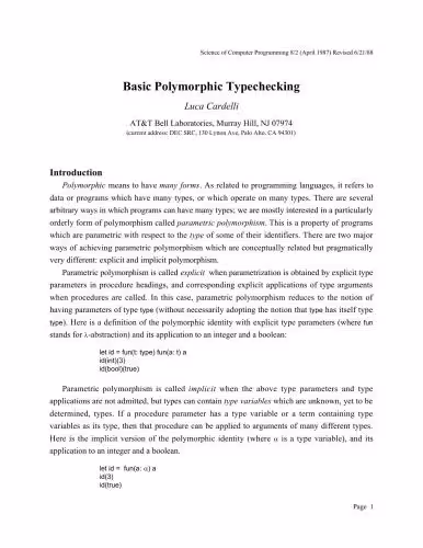 خرید و دانلود نسخه کامل کتاب Basic Polymorphic Typechecking