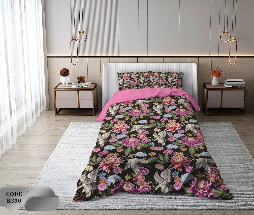 سرویس روتختی 1 نفره 4 تکه ابعاد 165 ×235 کشدار ضد حساسیت و عرق کد R330 | ست خواب و ست روتختی