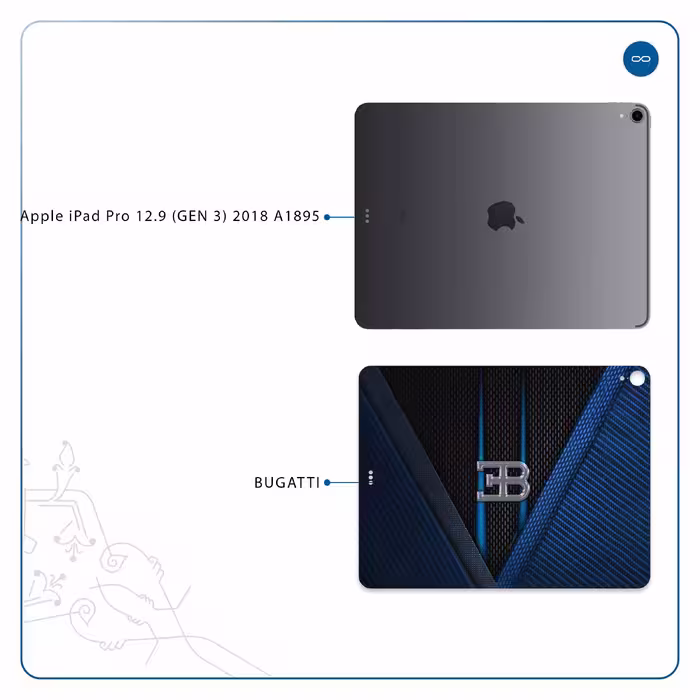 برچسب پوششی ماهوت مدل BUGATTI مناسب برای تبلت اپل iPad Pro 12.9 (GEN 3) 2018 A1895