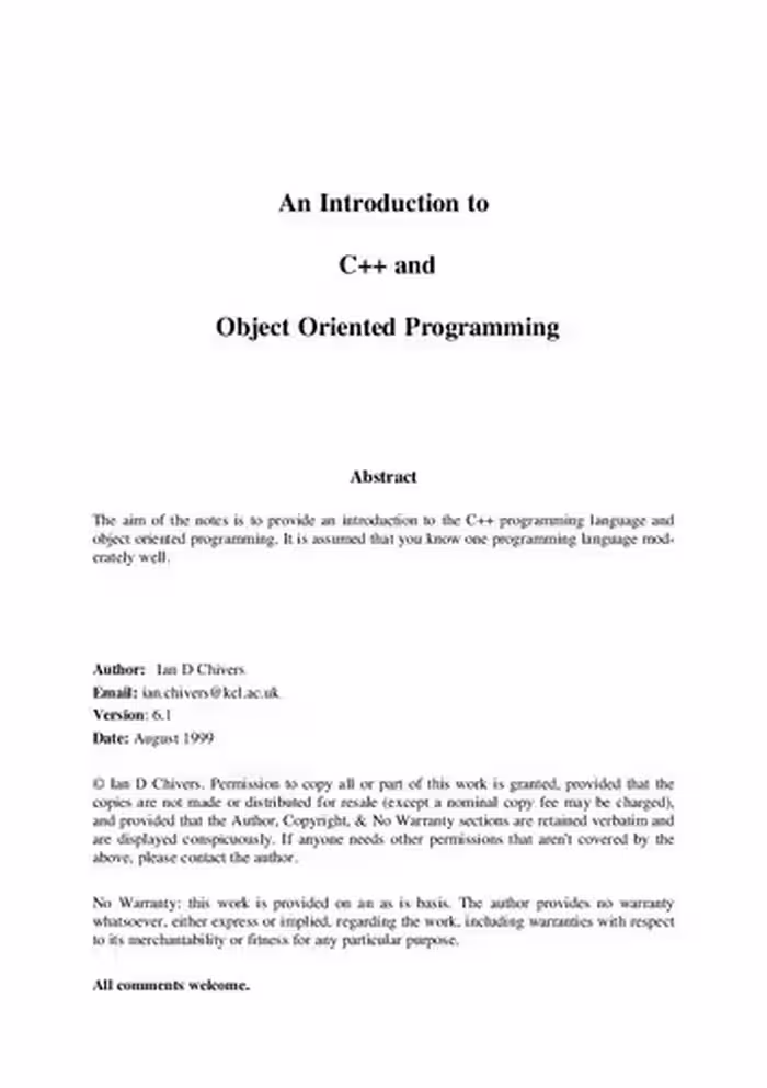 خرید و دانلود نسخه کامل کتاب An Introduction to C   Object Oriented Programming