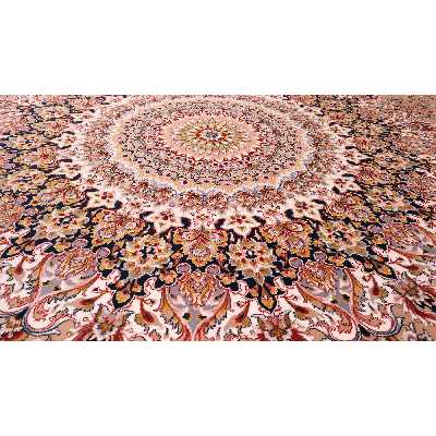 فرش ماشینی زمرد مشهد مدل 45003 زمینه نسکافه ای