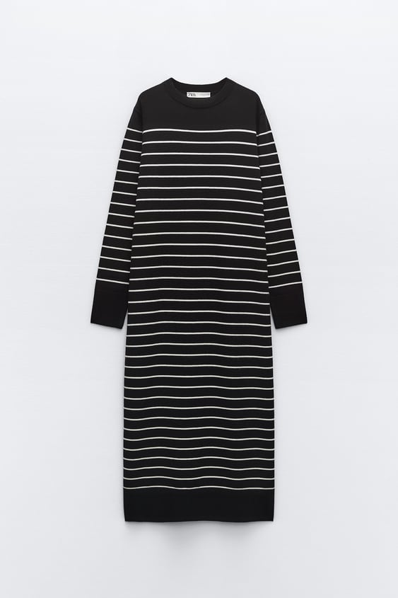 لباس زنانه راه راه زارا LONG KNIT DRESS | تهران زارا TehranZara
