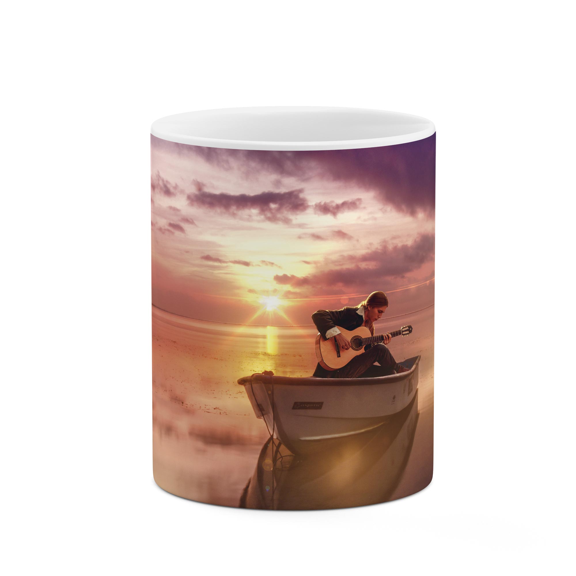 ماگ طرح دختر تنها در دریا با گیتار مدل mgp00803