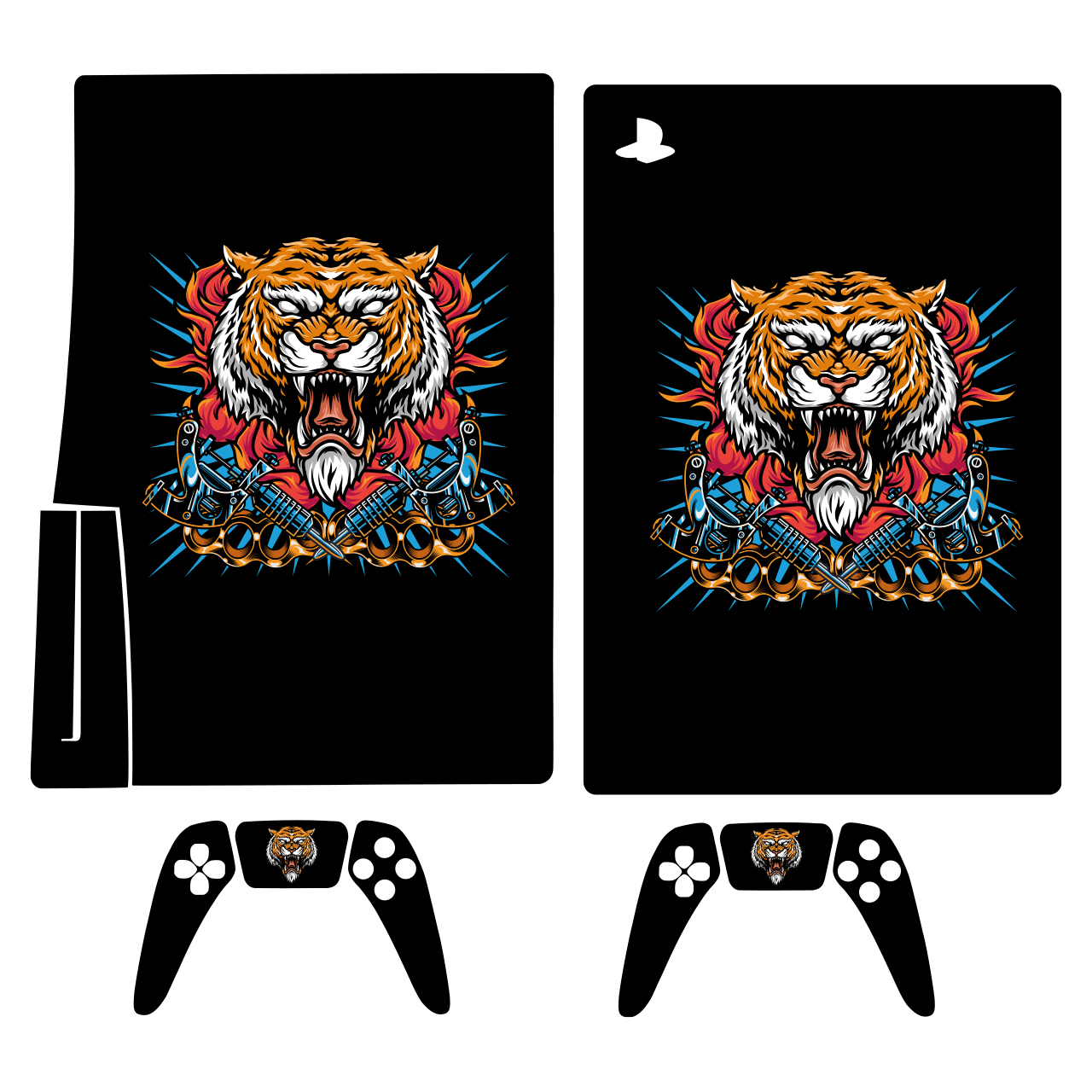 برچسب کنسول بازی و دسته بازی PS5 مدل ببر جنگل کد 103 مجموعه 4 عددی