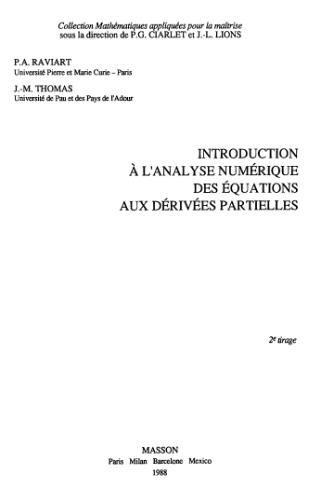 خرید و دانلود نسخه کامل کتاب Introduction à l’analyse numérique des équations aux dérivées partielles