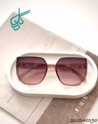 خرید عینک زنانه برند LV رنگ نسکافه ای دارای استاندارد uv400 و فرم کائوچو به همراه کاور و دستمال کد 2415278 - ردگل