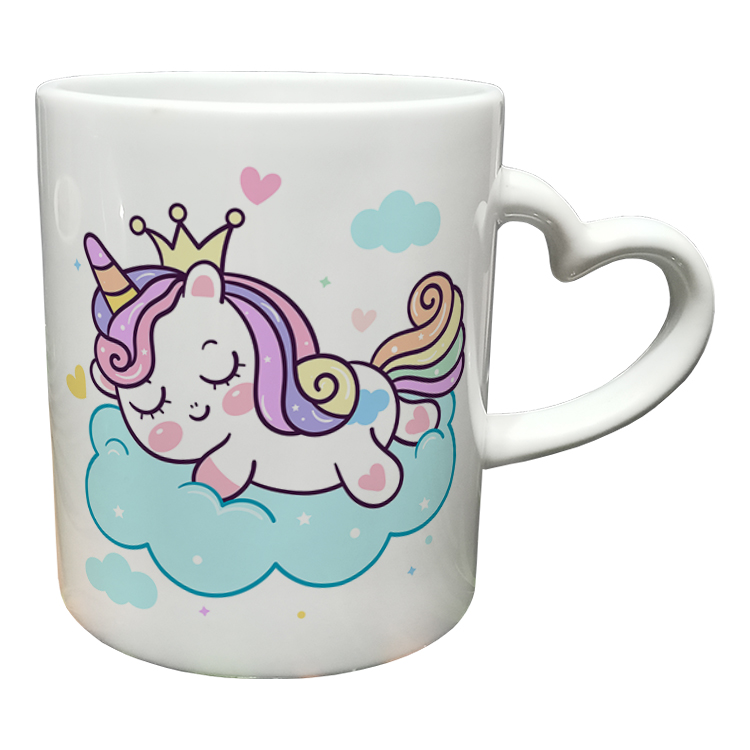 ماگ مدل دسته قلبی طرح یونیکورن کد 87