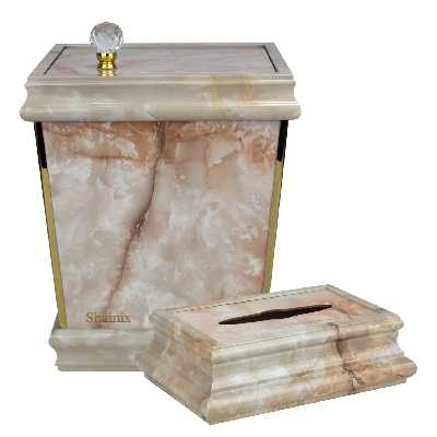 ست سطل و جای دستمال کاغذی طرح سنگ کد 290021