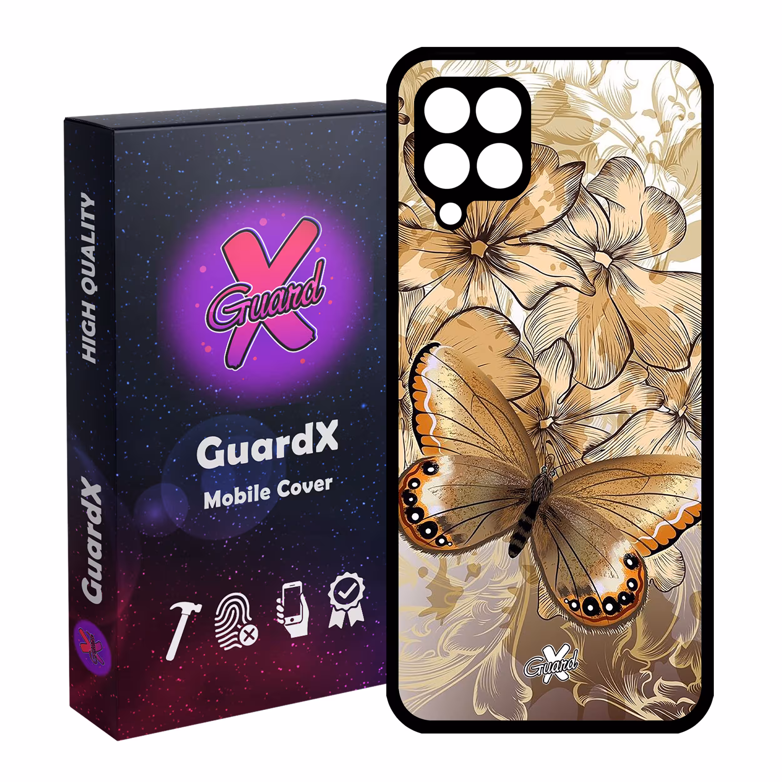 کاور گارد ایکس طرح پروانه مدل Glass10272 مناسب برای گوشی موبایل سامسونگ Galaxy A12