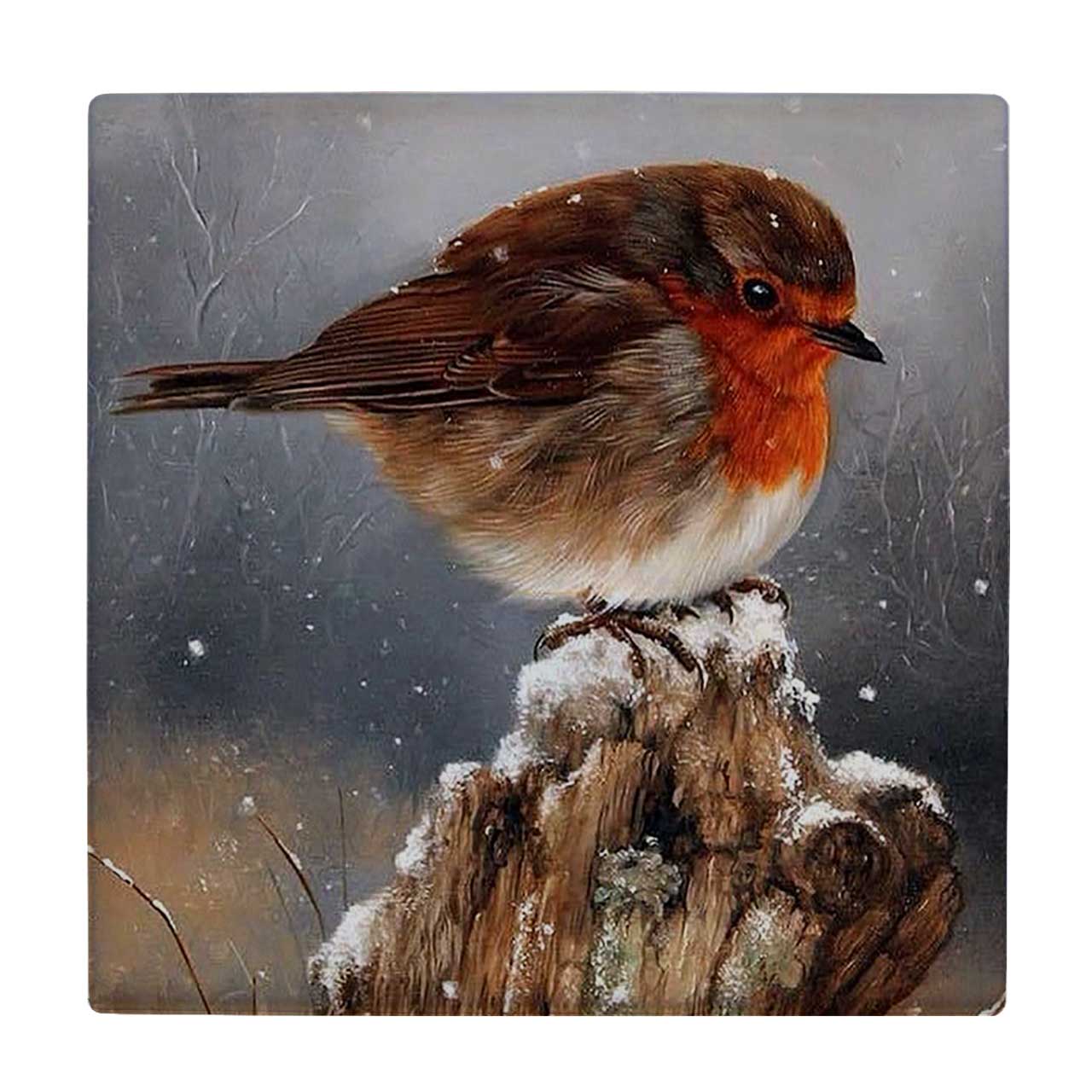  کاشی کارنیلا طرح نقاشی پرنده و روز برفی کد wkk3443