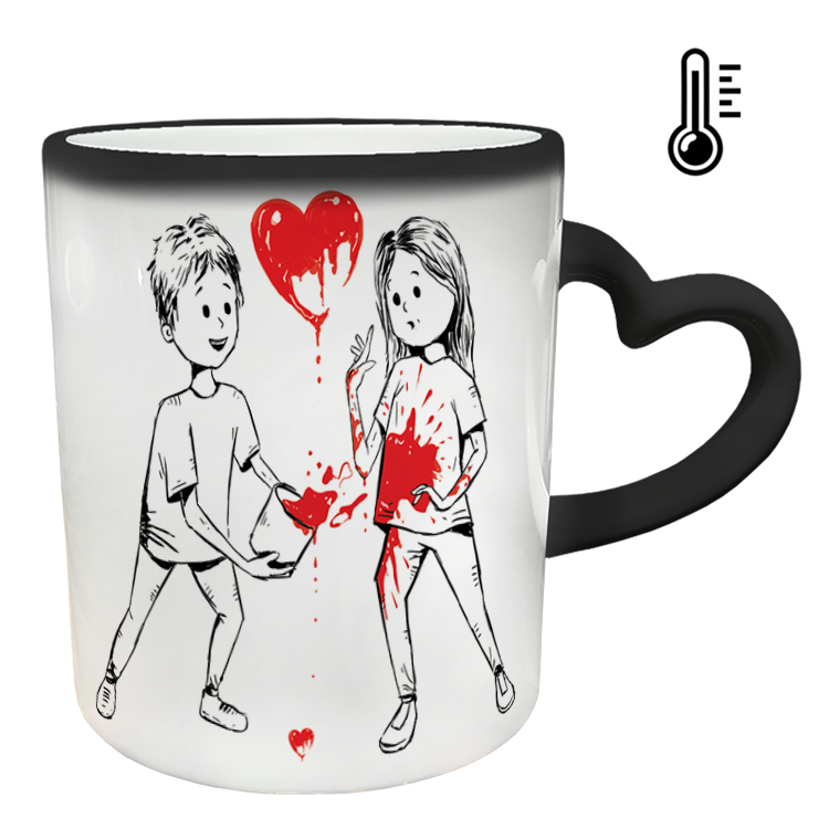 ماگ حرارتی مدل دسته قلبی طرح عاشقانه کد 213