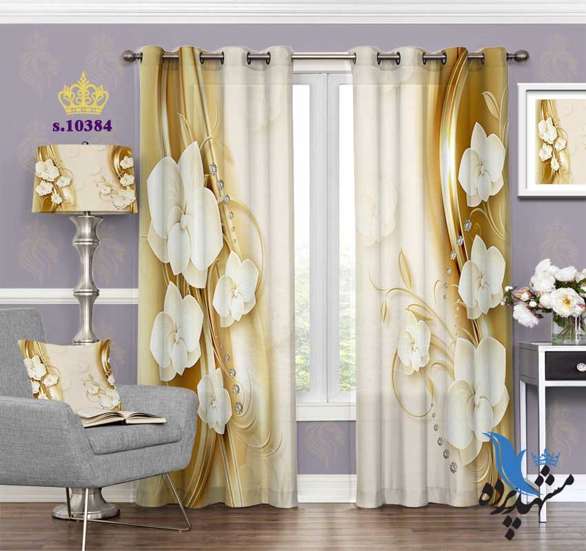 پرده پانچ طرح گل S10384