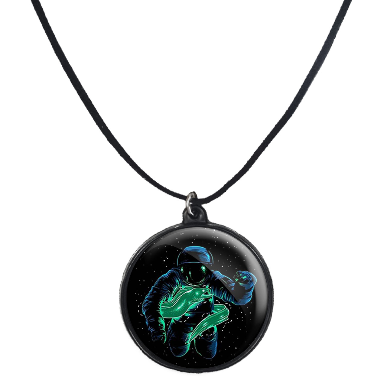 گردنبند پرمانه طرح فضانورد کد pmb.10421 مدل دو طرفه