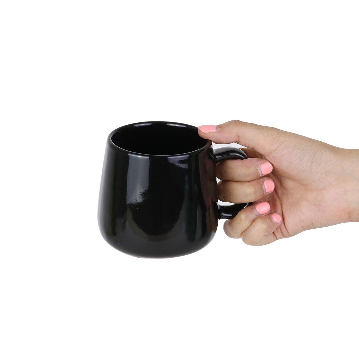 ماگ مشکی ساده براق سفال لعابکاری 