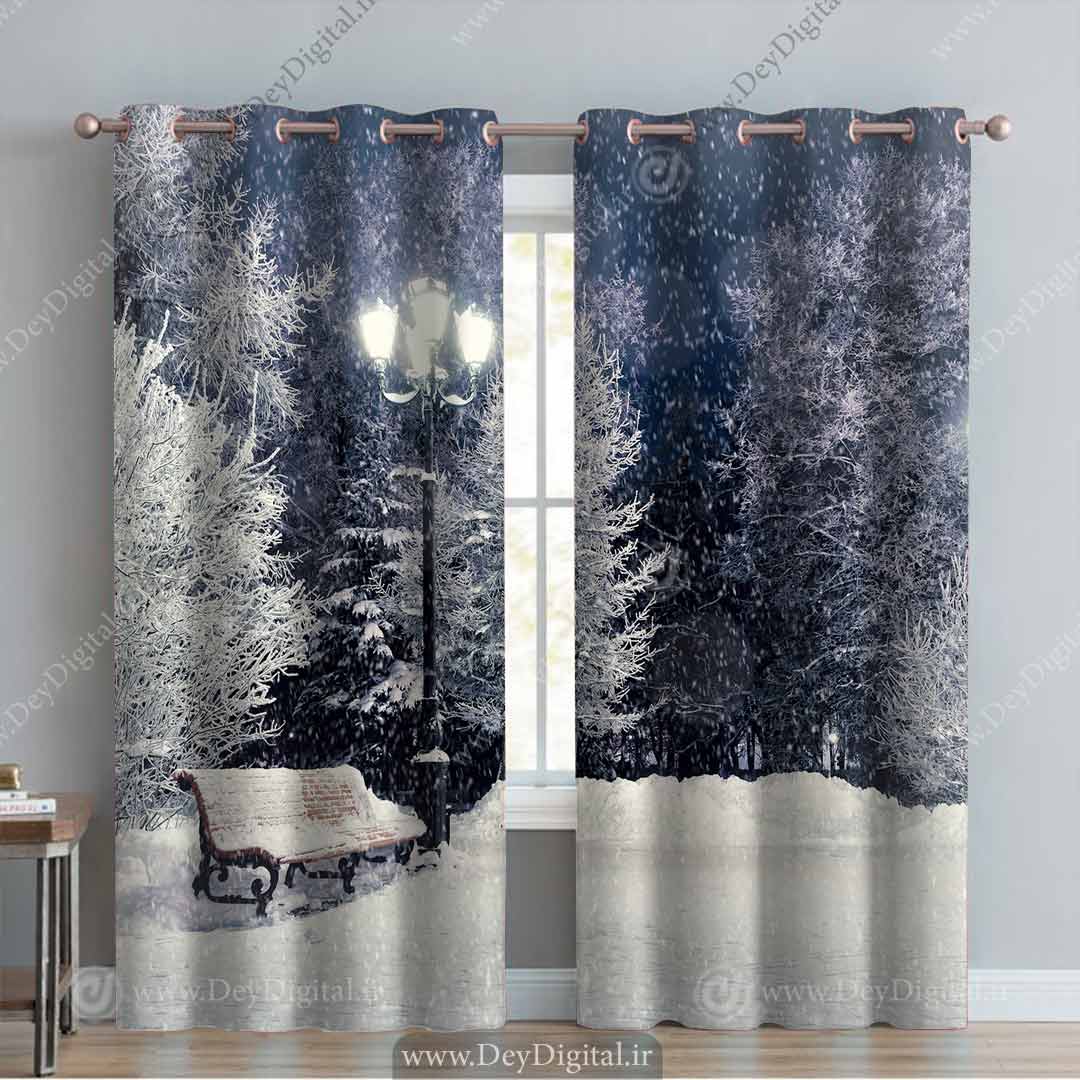 پرده پانچی طبیعت زمستانی pk-3328