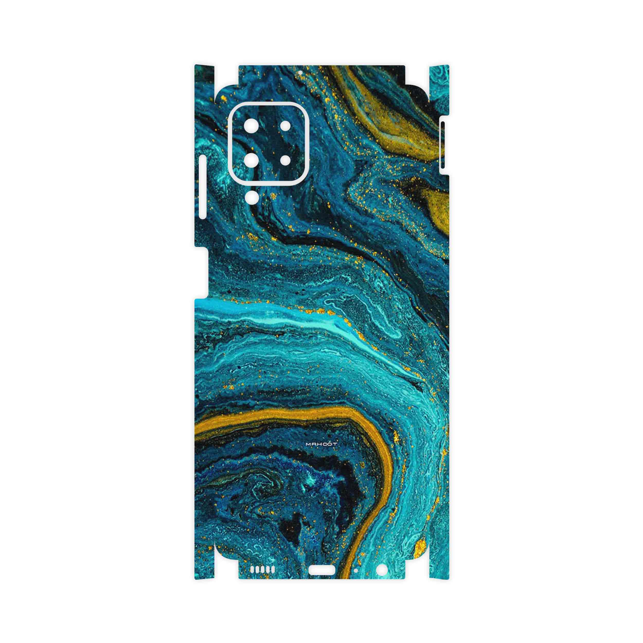 برچسب پوششی ماهوت مدل Turquoise marblewith golden streaks-FullSkin مناسب برای گوشی موبایل سامسونگ Galaxy M22