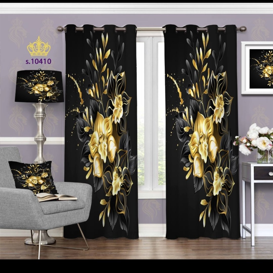 پرده پذیرایی دو قواره طرح گل  کد S10410