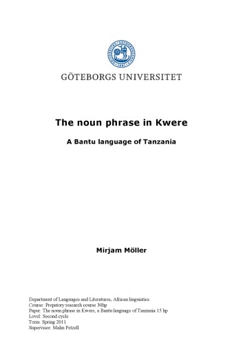 خرید و دانلود نسخه کامل کتاب The noun phrase in Kwere, a Bantu language of Tanzania