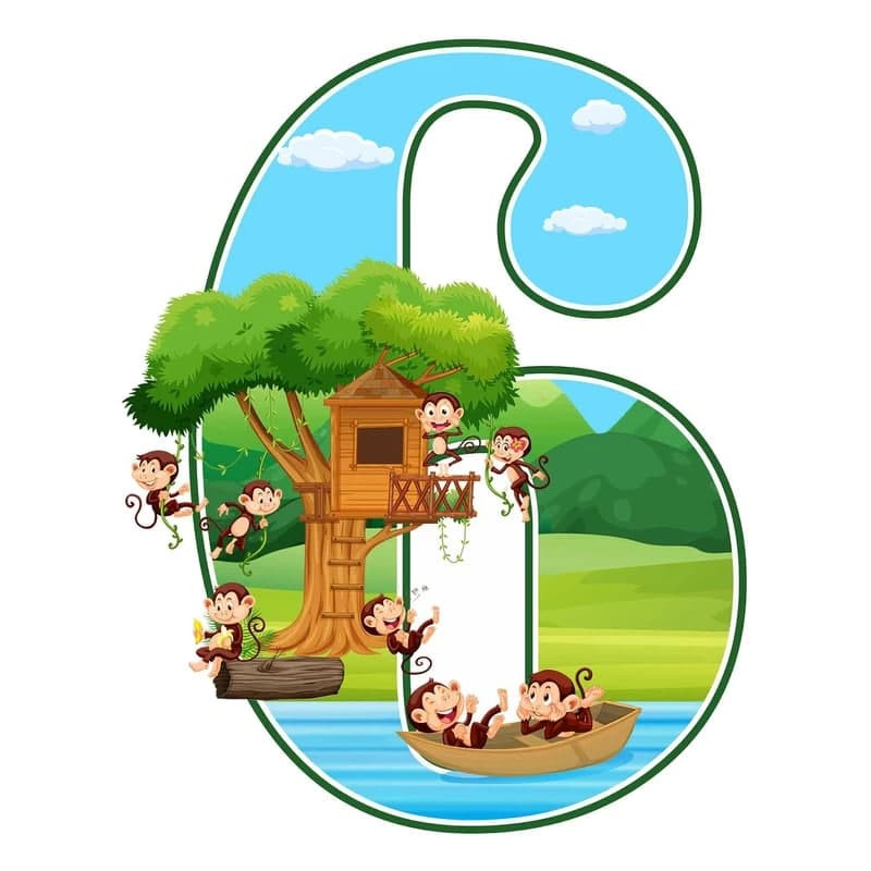 استند رومیزی تولد مدل عدد 6 طرح حیوانات جنگل