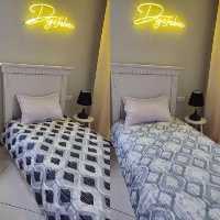 لحاف یک نفره طرح پتینه طوسی ومشکی