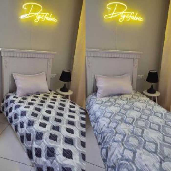 لحاف یک نفره طرح پتینه طوسی ومشکی