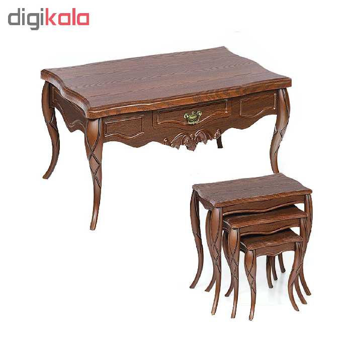 میز جلو مبلی مدل classic n019 به همراه میز عسلی مجموعه 4 عددی